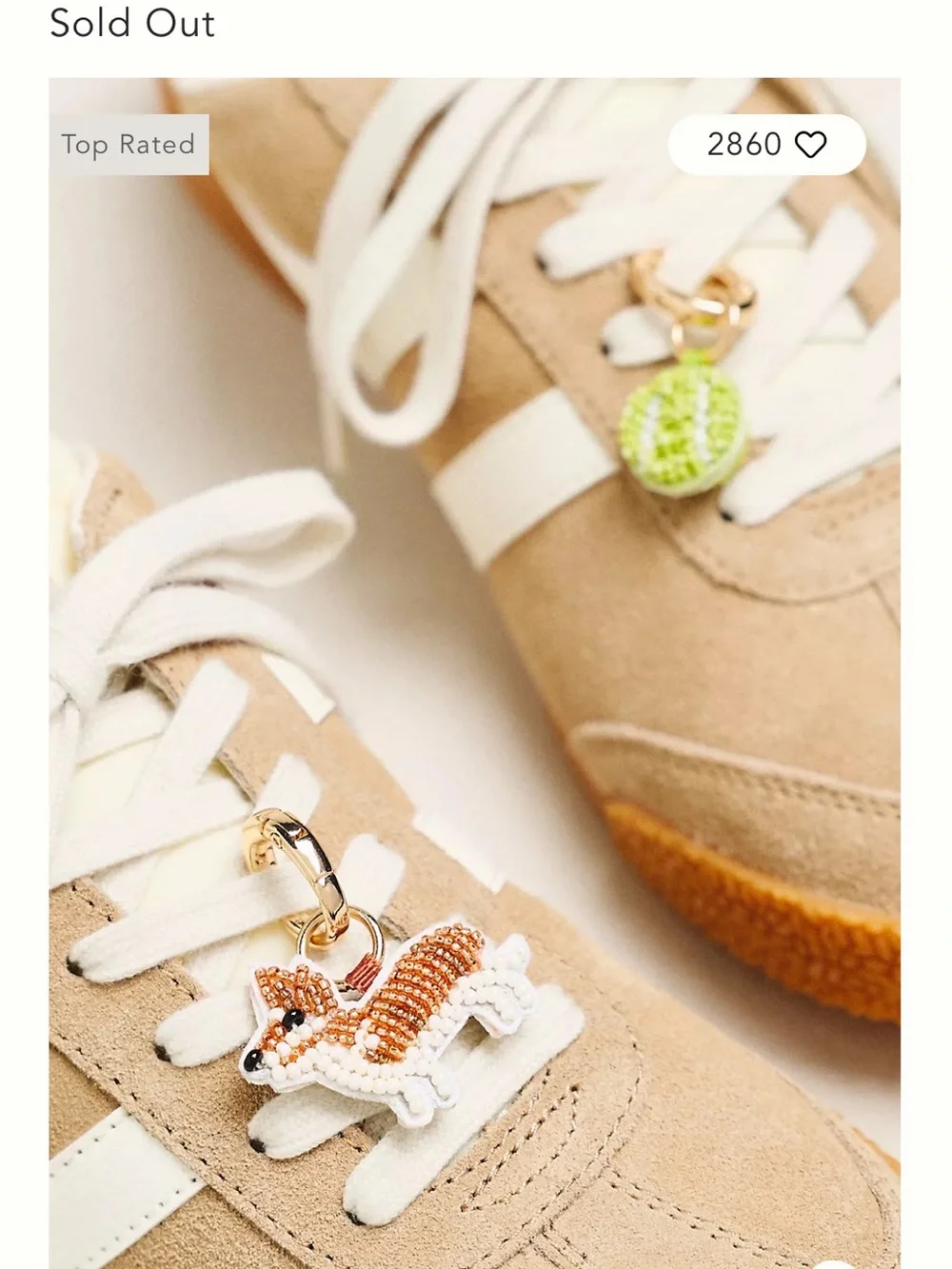 Anthropologie Kids Beaded Corgi & Tennis Ball Shoe Charms - White, Brown, Green